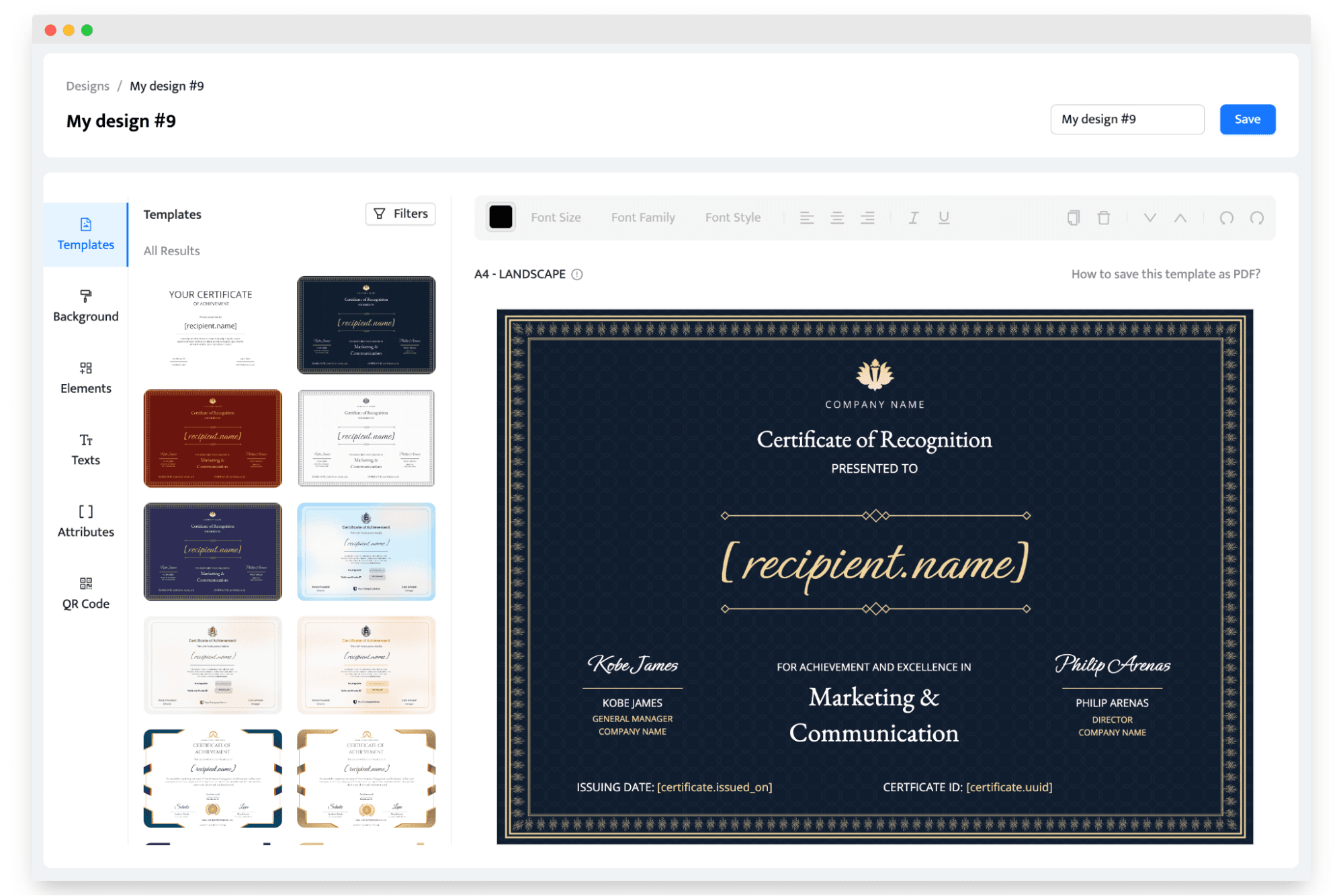 Built-in editor to create verified certificates to CPD courses. Built-in editor to create verified certificates to CPD courses.
