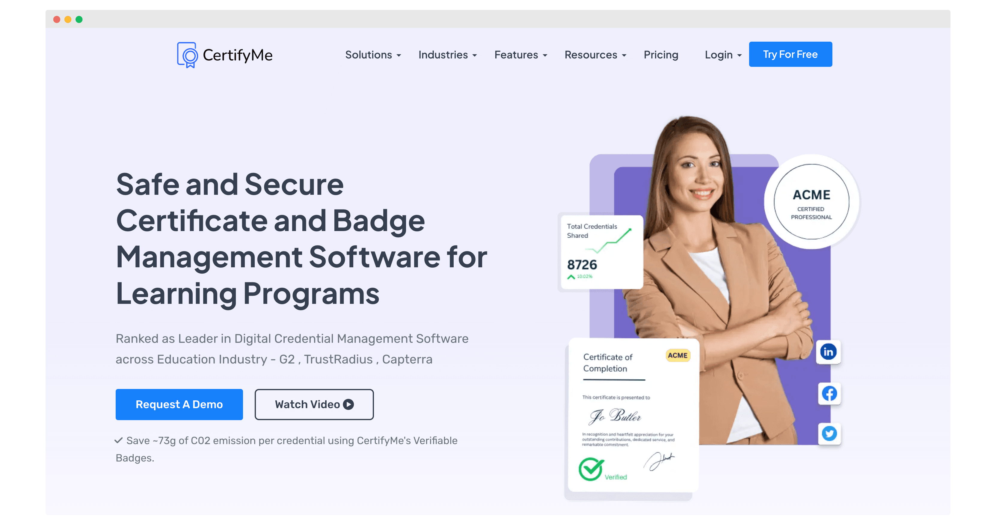 CertifyMe page. CertifyMe page.