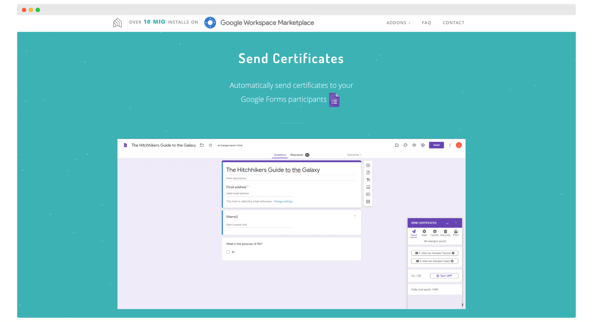 AddonForge | Send Certificates automatic certificate generator. AddonForge | Send Certificates automatic certificate generator.