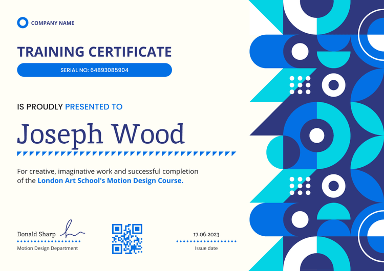 Training Abstract and modern certificate of training template