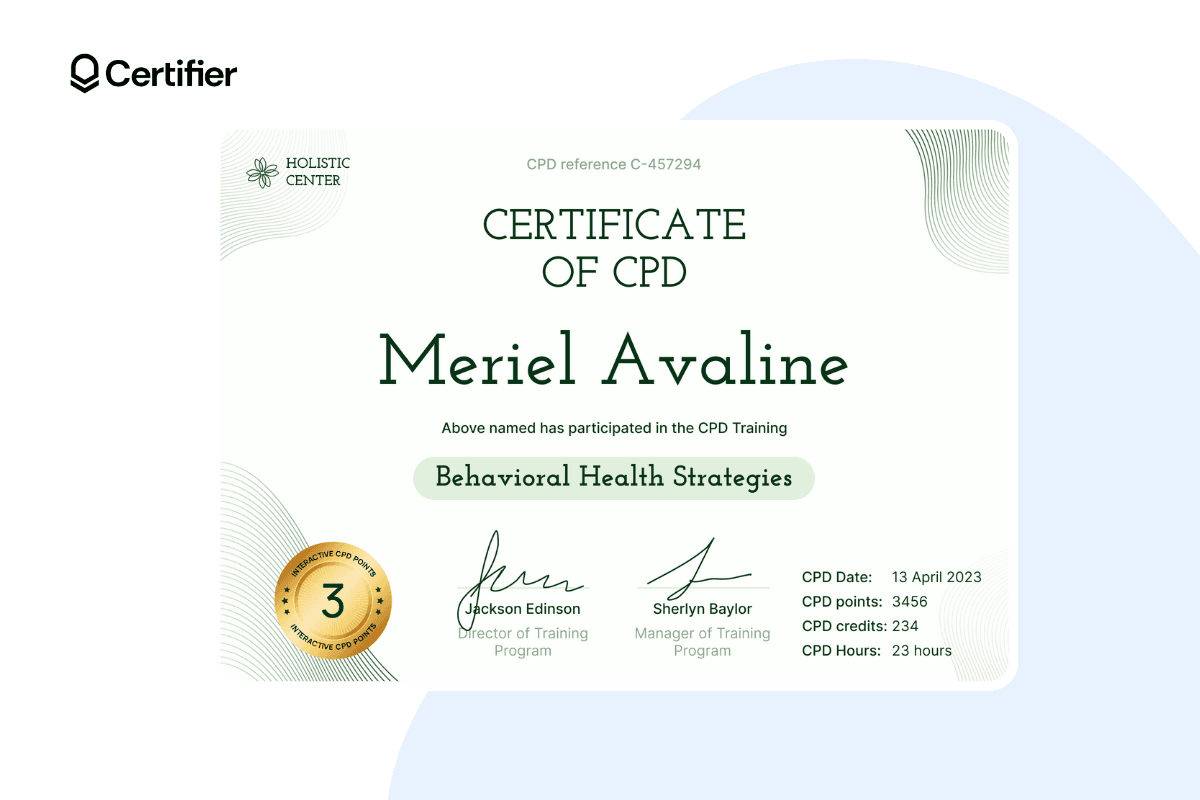 CPD certification course template.
