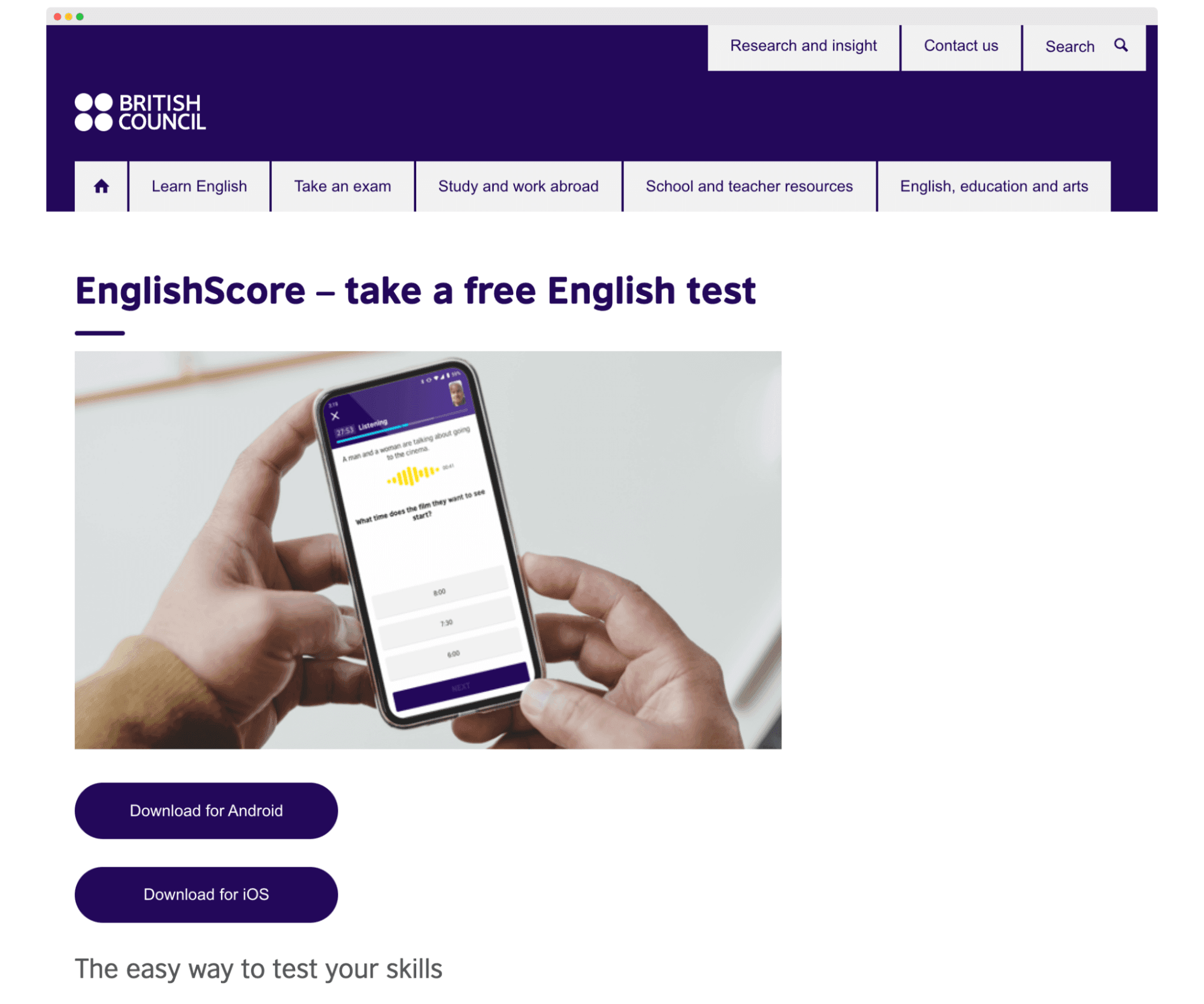 British Council english test with certificate. British Council english test with certificate.