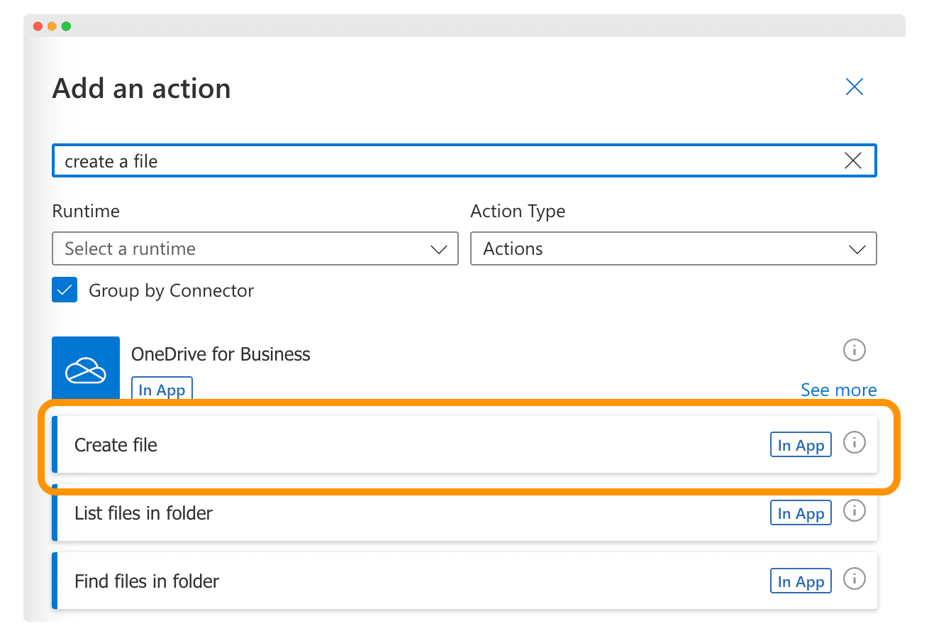 Adding an action Adding an action
