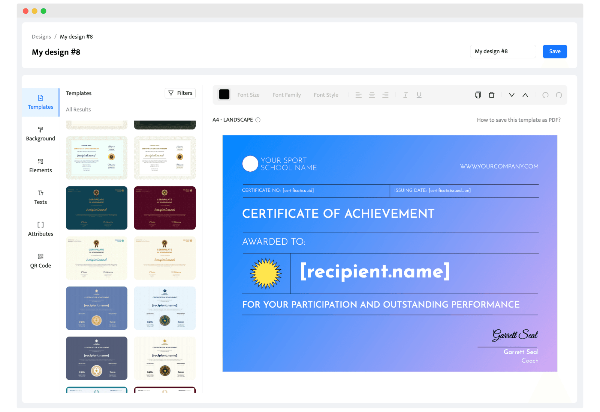 Certifier editor to create certificates for webinars. Certifier editor to create certificates for webinars.