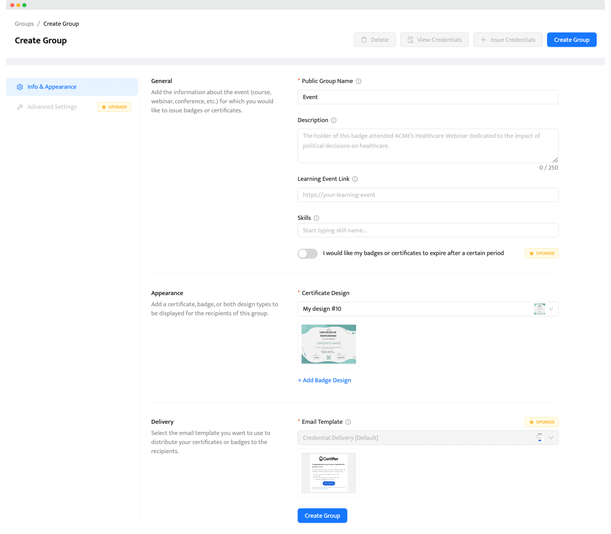 Creating a group of recipients in Certifier. Creating a group of recipients in Certifier.
