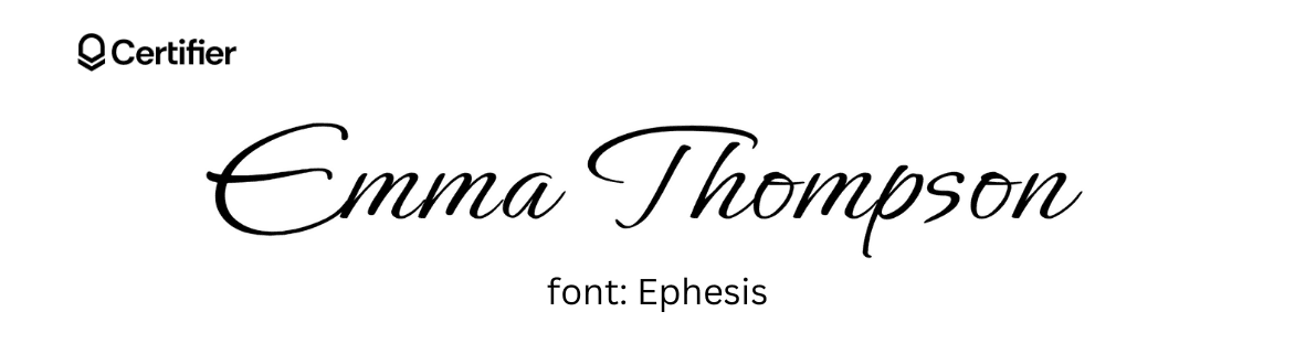 Ephesis font that look like signature. Ephesis font that look like signature.