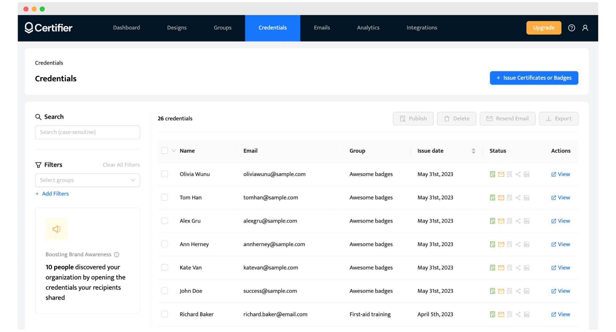 Certifier dashboard to issue badges. Certifier dashboard to issue badges.