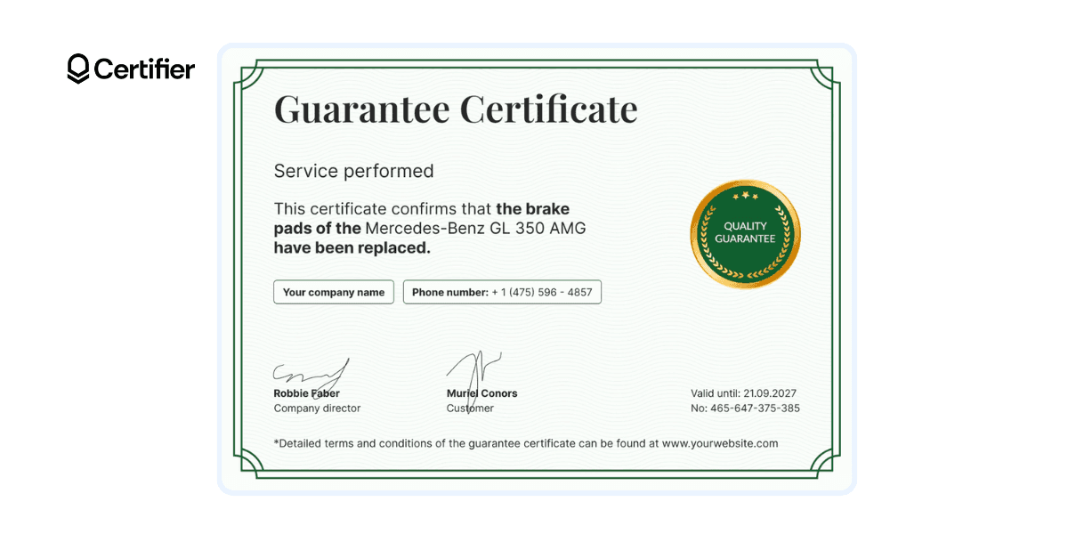 Green and engaging warranty certificate template, free to download. Green and engaging warranty certificate template, free to download.