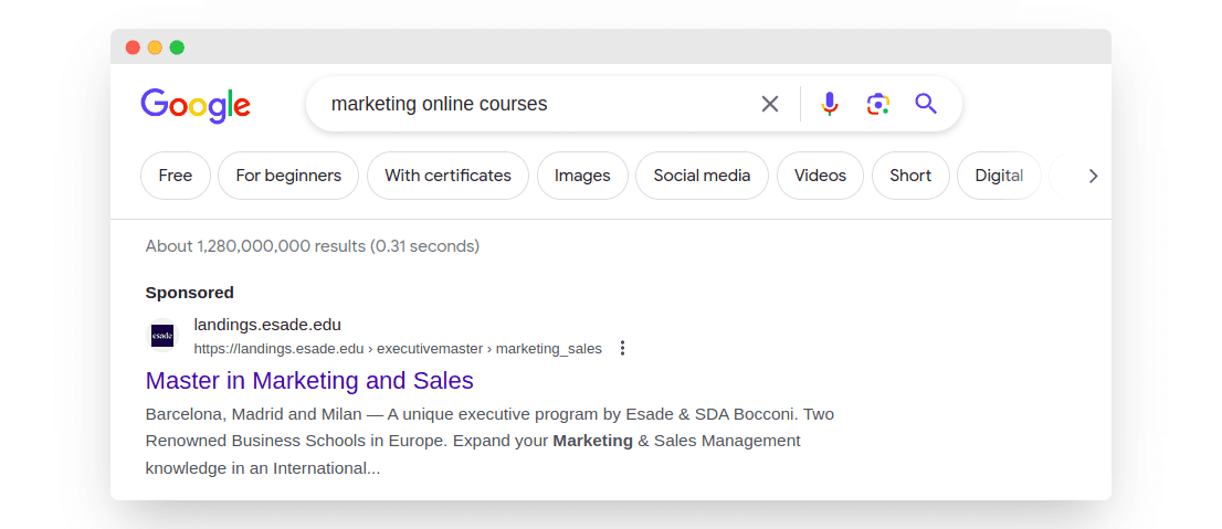 First place in SERP is taken by an ad. First place in SERP is taken by an ad.