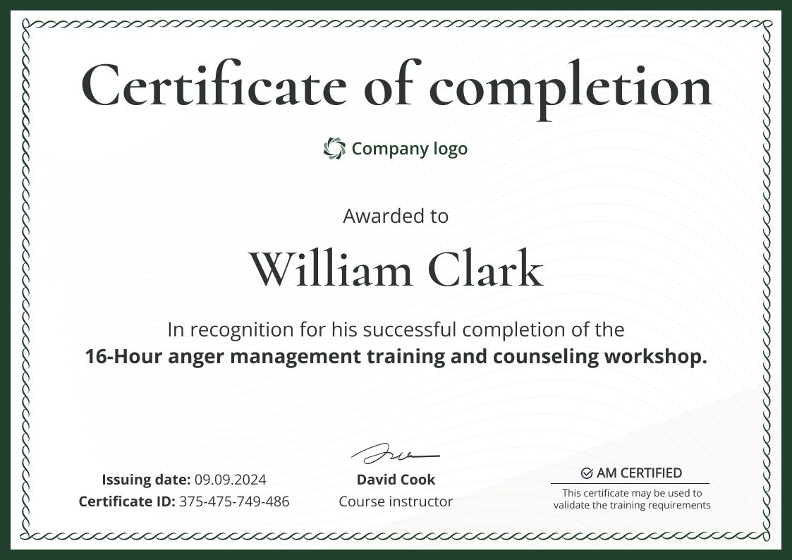 Anger Management Certificate Templates Download for Free Certifier