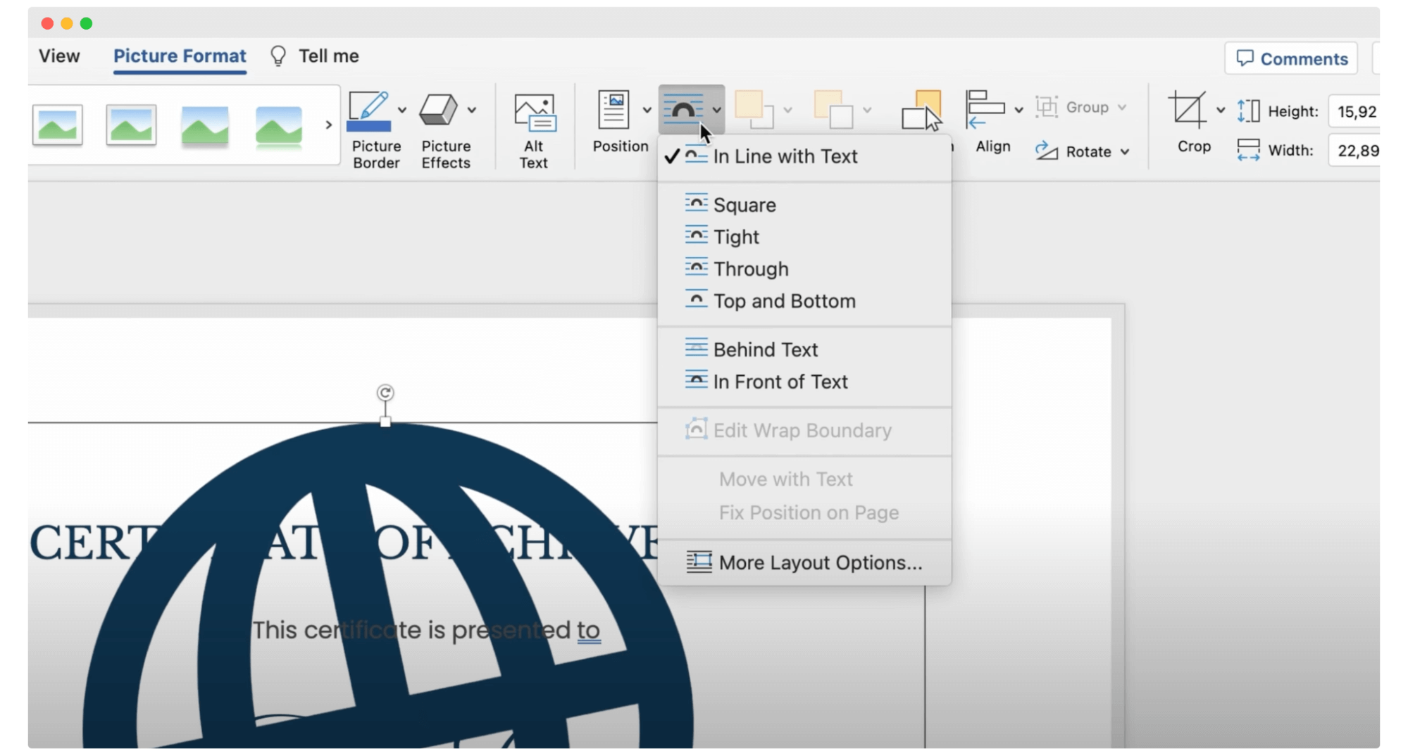 Putting the company's logo on the right place in the certificate layout. Putting the company's logo on the right place in the certificate layout.