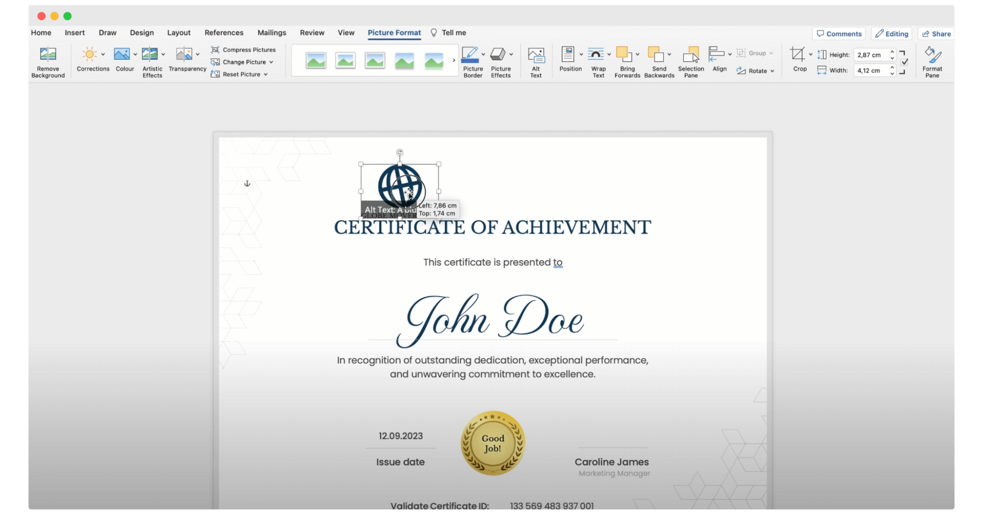 Placing the company's logo in the right place in Word. Placing the company's logo in the right place in Word.