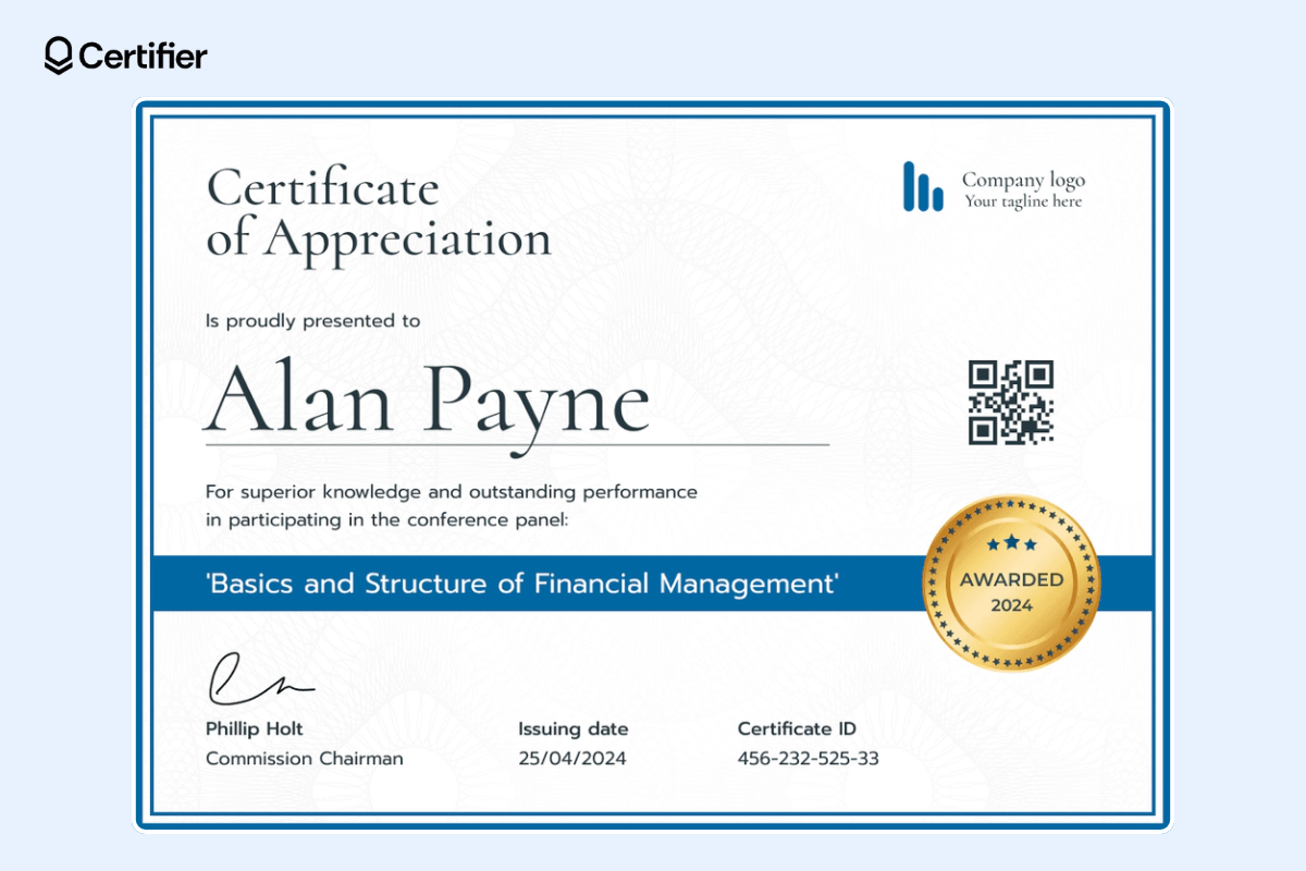 Free editable certificate of appreciation template word with QR code and the golden badge for the extra layer of the verification. Free editable certificate of appreciation template word with QR code and the golden badge for the extra layer of the verification.