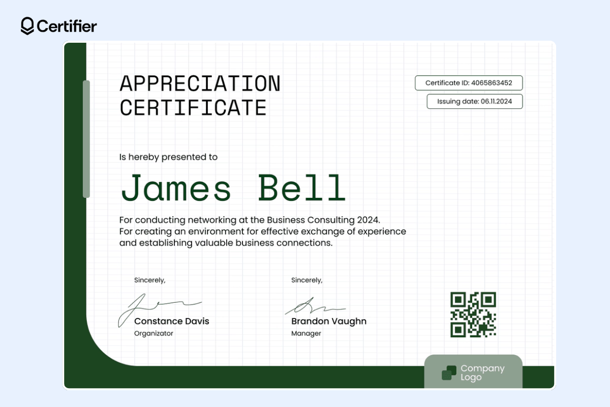 Free editable certificate of appreciation template word free download with QR code and the company’s logo. Free editable certificate of appreciation template word free download with QR code and the company’s logo.