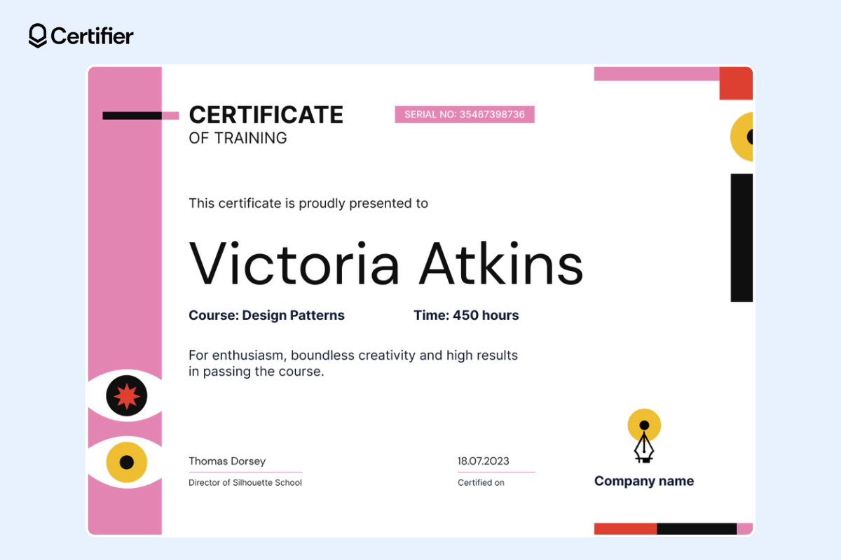 Funny and colorful certificate of training template with clean layout. Funny and colorful certificate of training template with clean layout.