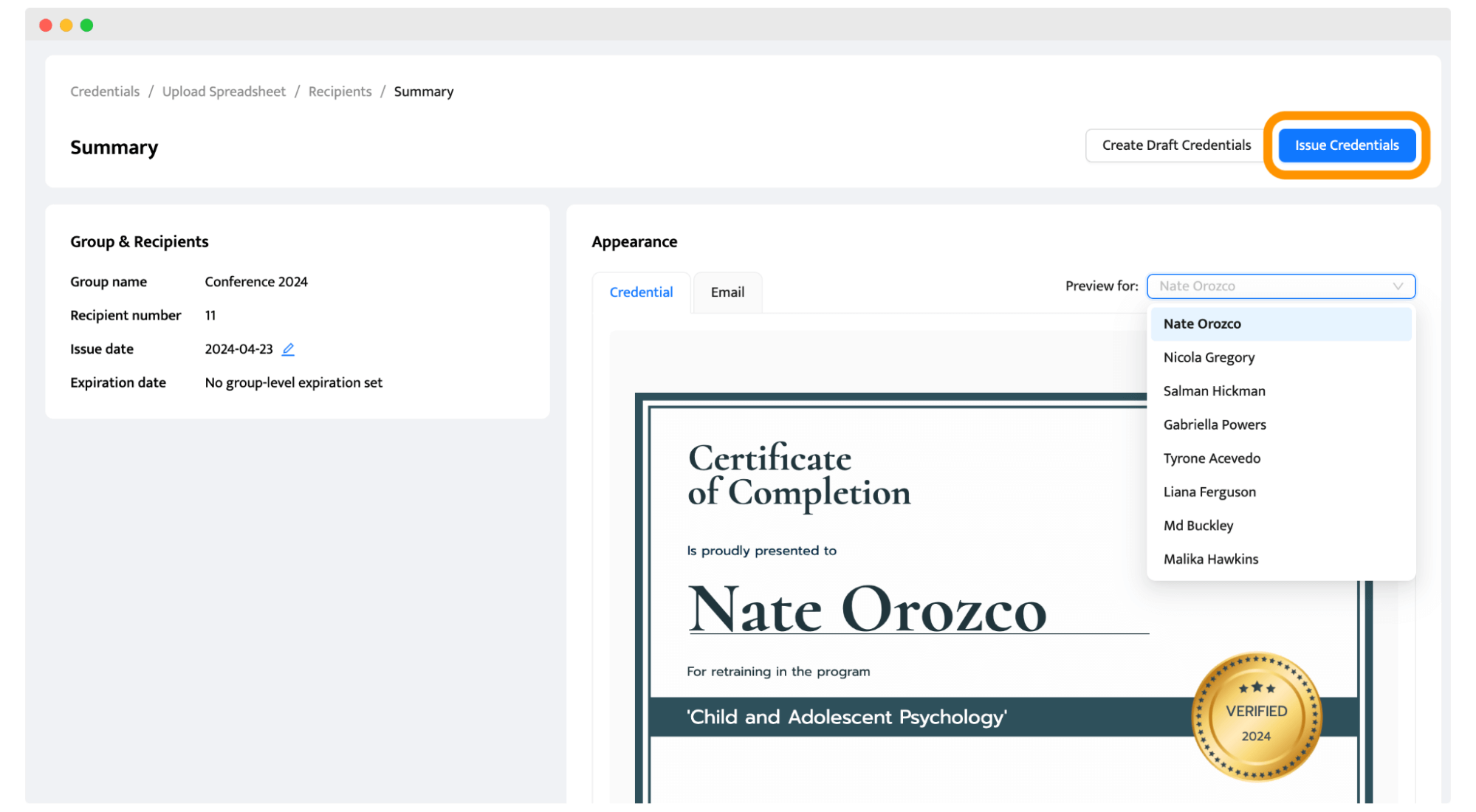 Sending all generated credentials with a click within Certifier dashboard. Sending all generated credentials with a click within Certifier dashboard.