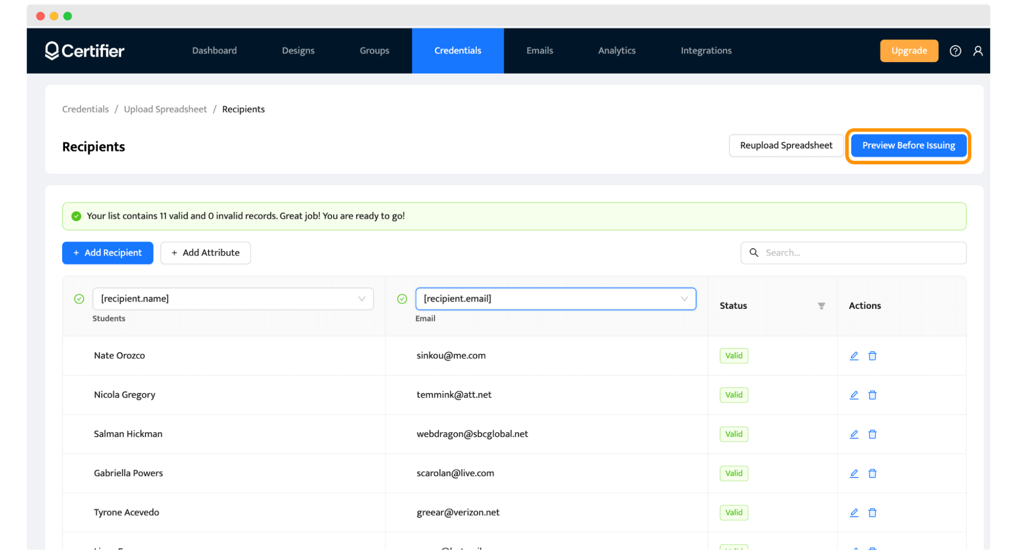 Preview after mapping out the credentials within the Certifier dashboard. Preview after mapping out the credentials within the Certifier dashboard.