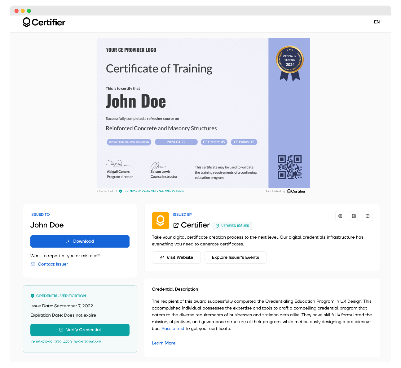 The digital wallet view that shows how to share zoom certification exam on social media. The digital wallet view that shows how to share zoom certification exam on social media.