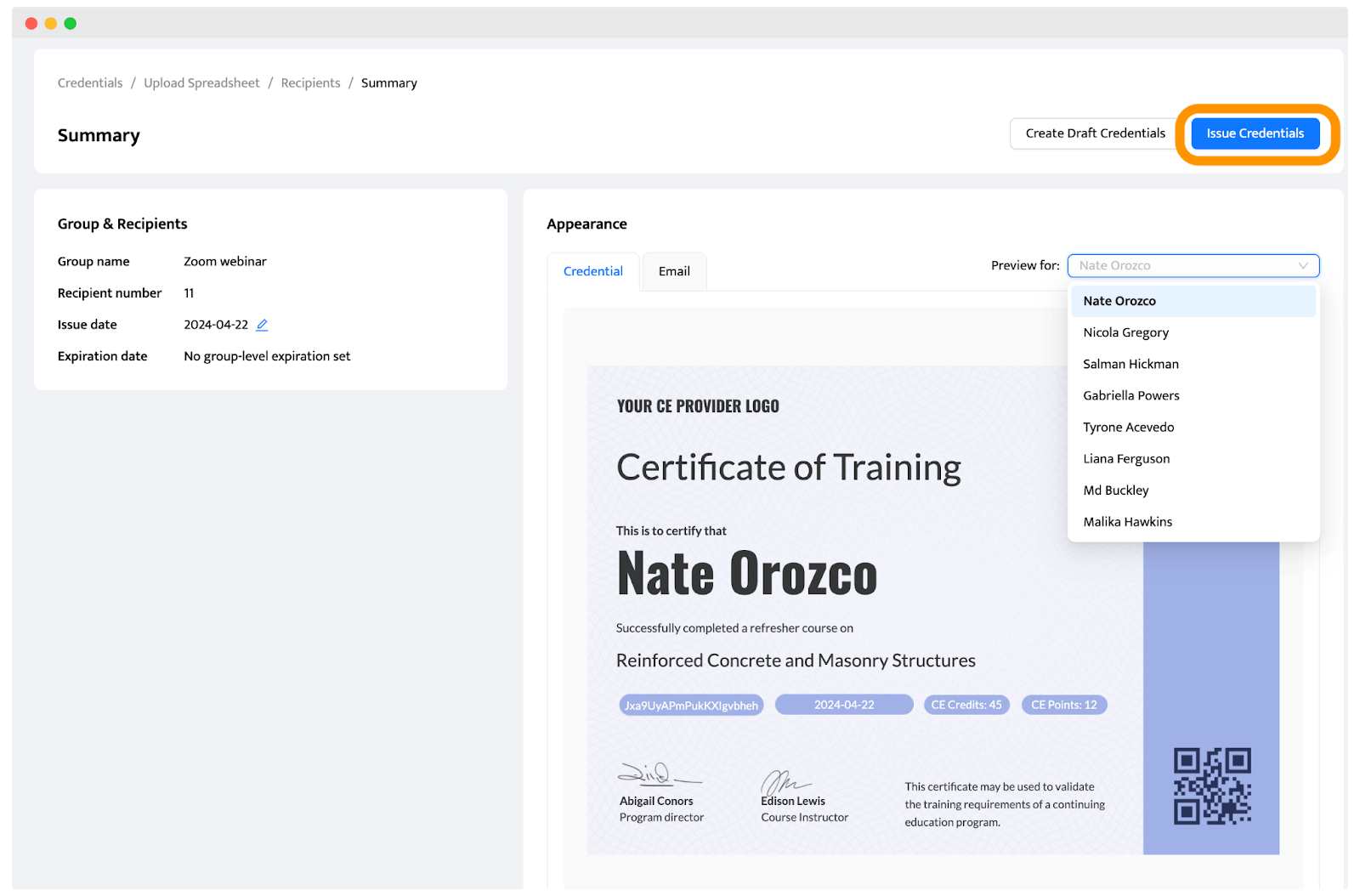 Sending zoom training certificates preview feature. Sending zoom training certificates preview feature.