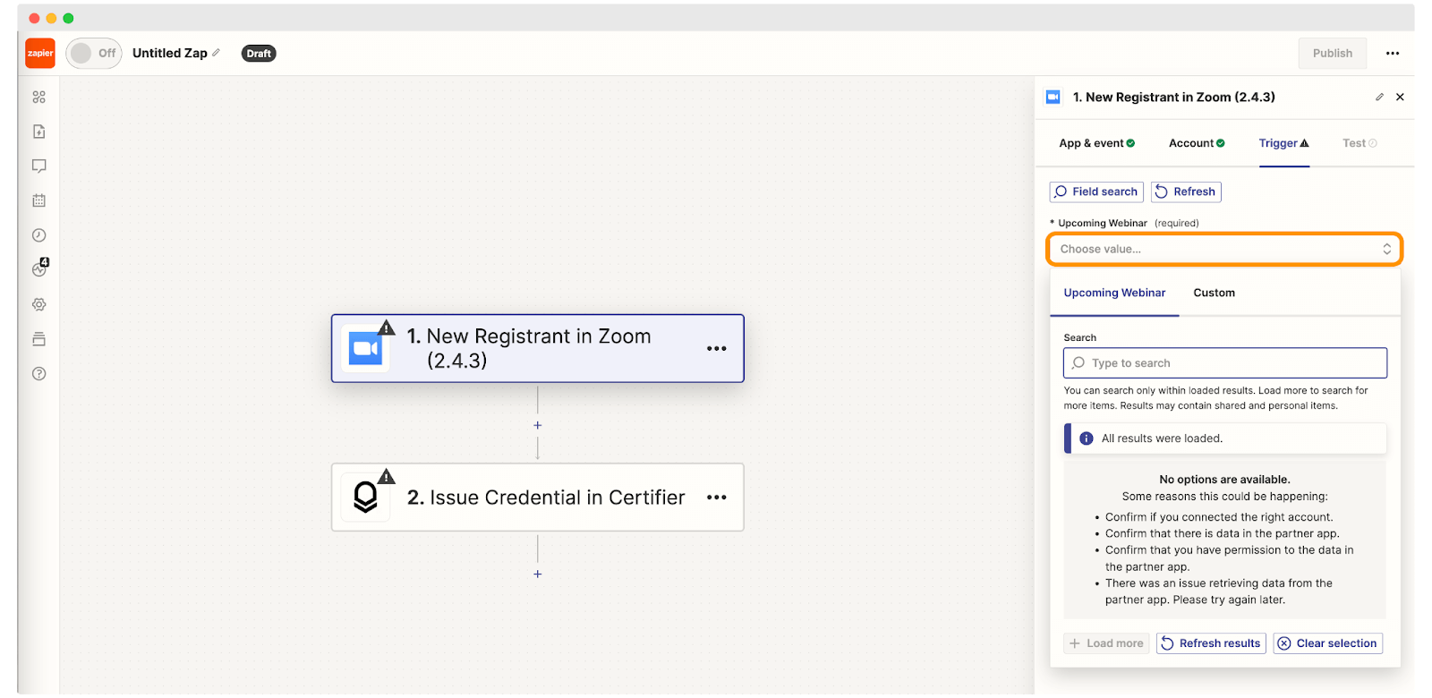Creating trigger in zapier for zoom webinar certificates. Creating trigger in zapier for zoom webinar certificates.