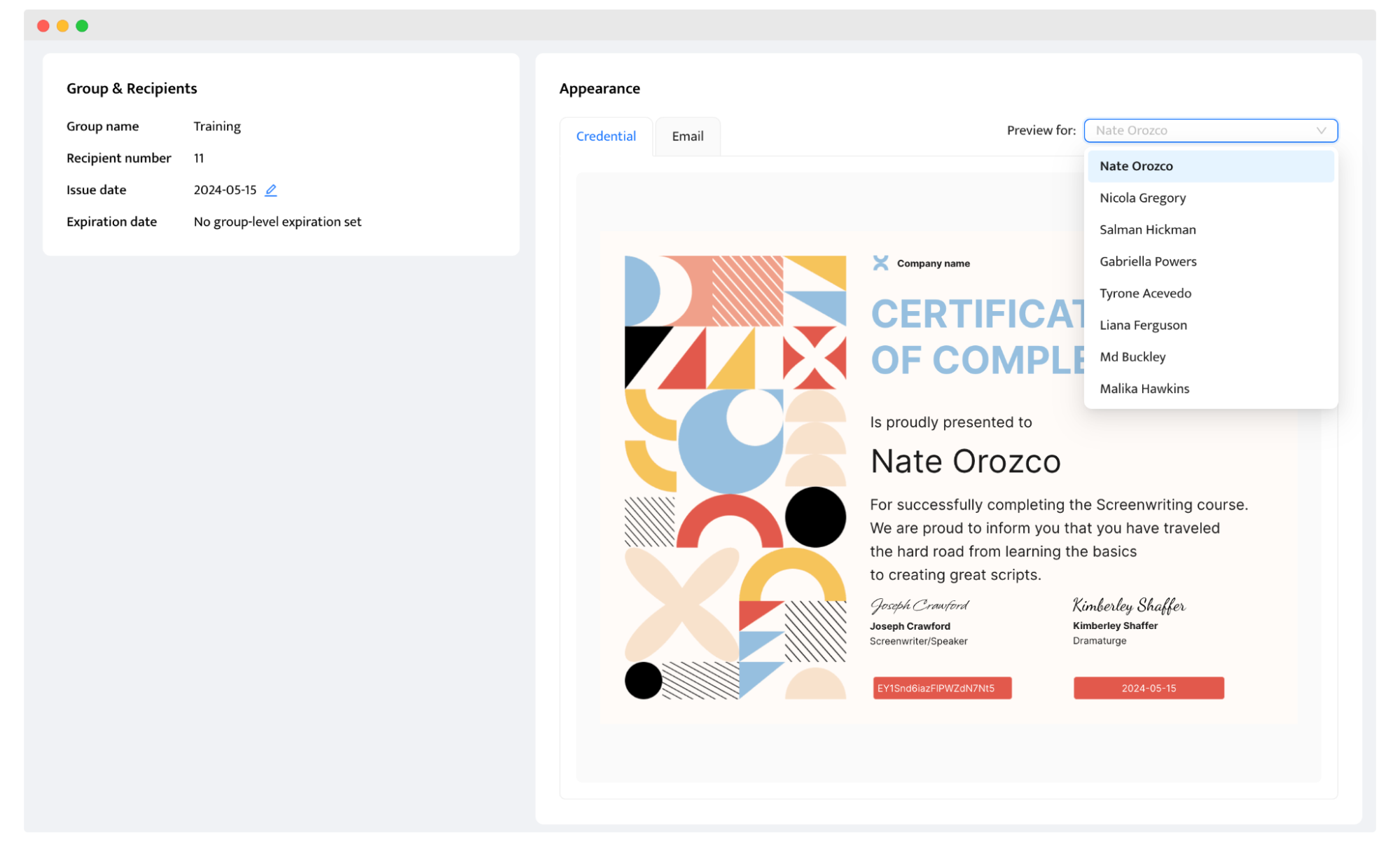 Checking up a personalized certificate design. Checking up a personalized certificate design.