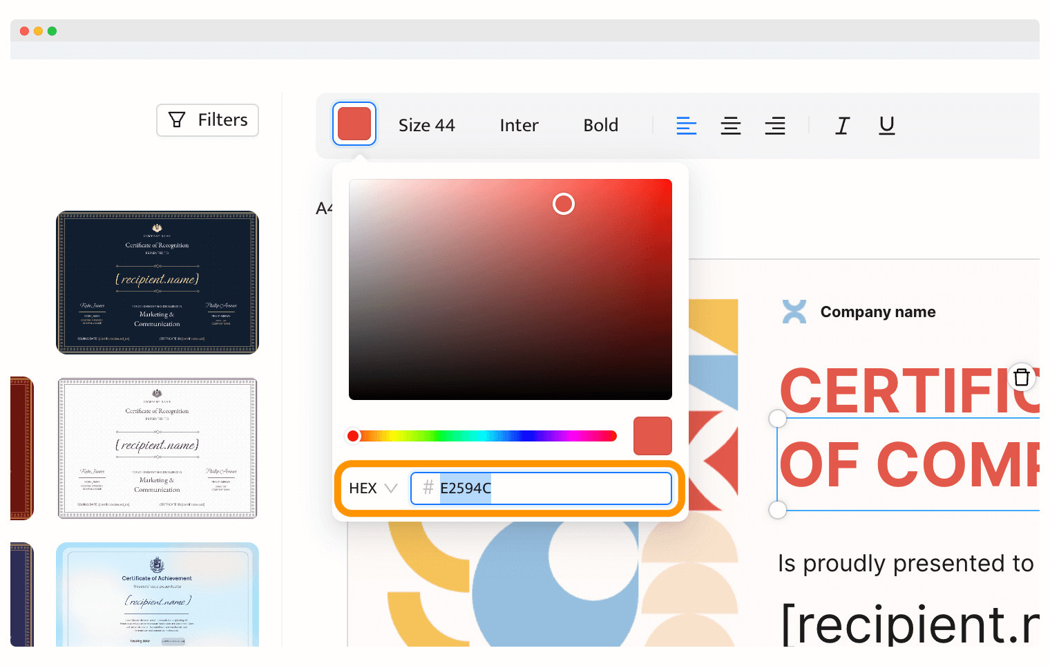Pasting the color code in the Certifier dashboard to make branded and custom certificates. Pasting the color code in the Certifier dashboard to make branded and custom certificates.