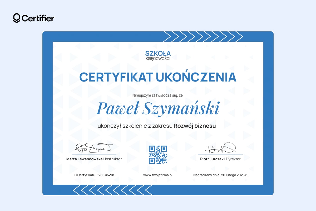 Biznesowy wzór certyfikatu szkoleniowego Biznesowy wzór certyfikatu szkoleniowego