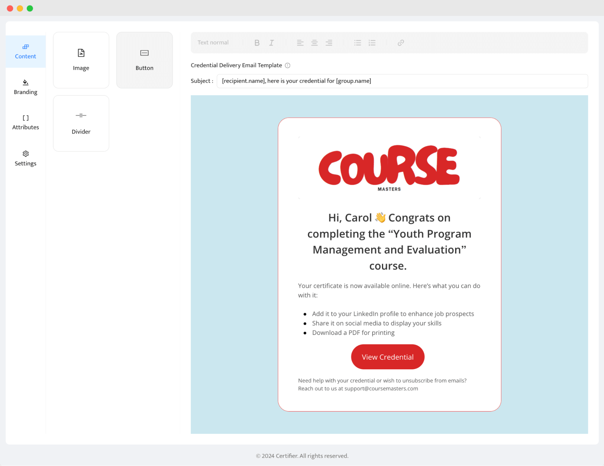 Changing and customizing the certificate email to improve the certification program. Changing and customizing the certificate email to improve the certification program.