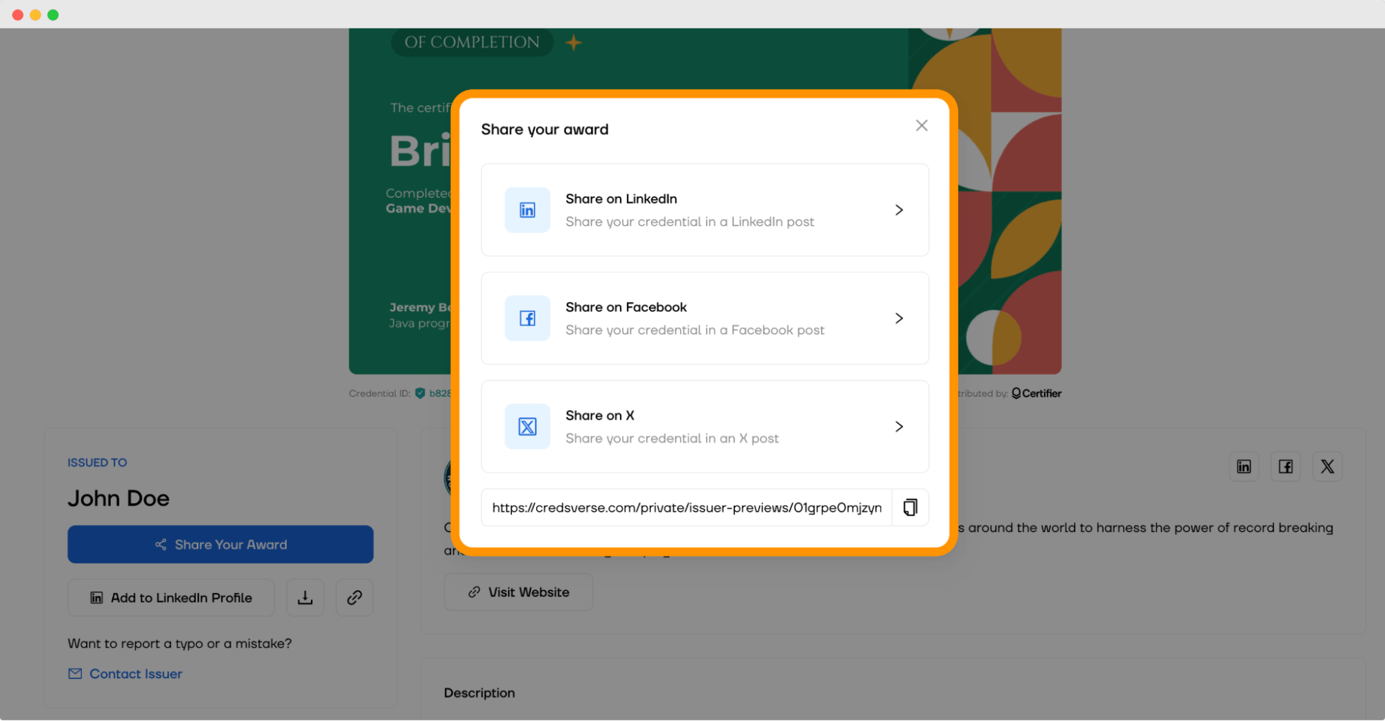Adding social media buttons to share certificates and boost the certification program. Adding social media buttons to share certificates and boost the certification program.