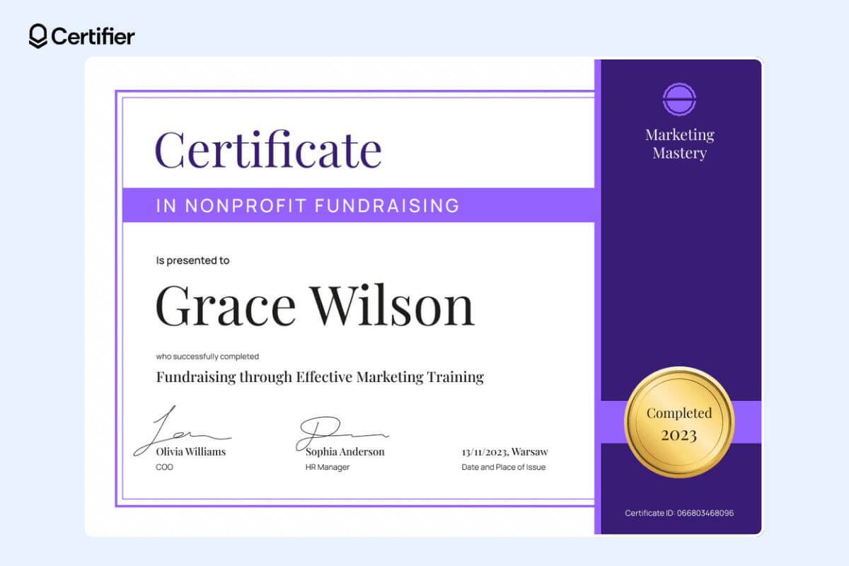 Organized certificate for Word with outstanding elements. Organized certificate for Word with outstanding elements.