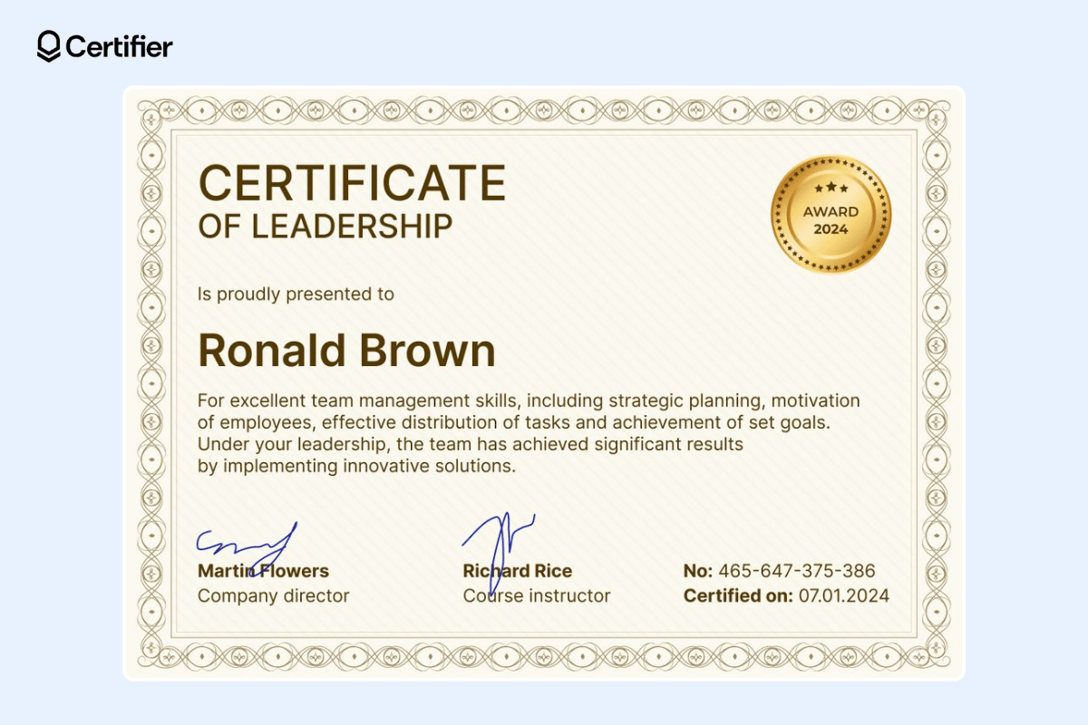 Leadership award certificate template free with golden elements and yellow background. Leadership award certificate template free with golden elements and yellow background.