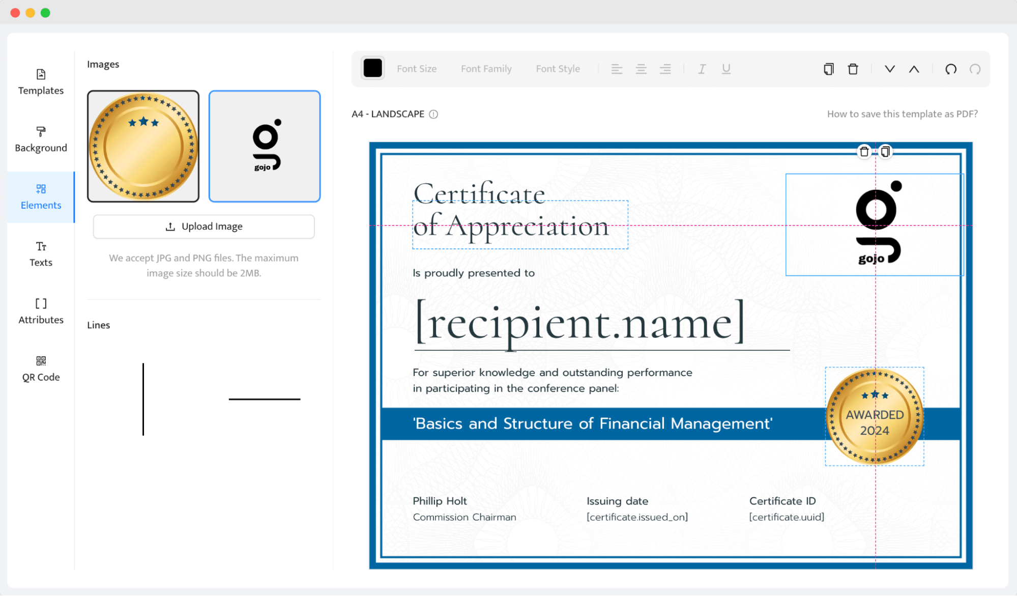Placing the logo to create certificate of appreciation template. Placing the logo to create certificate of appreciation template.