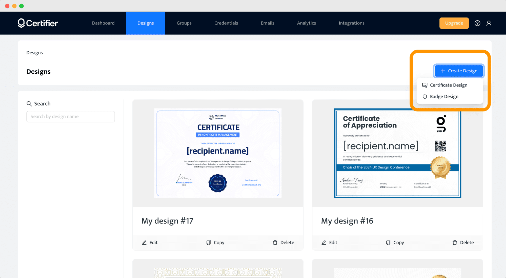 Creating a certificate design within the Certifier AI certificate generator. Creating a certificate design within the Certifier AI certificate generator.