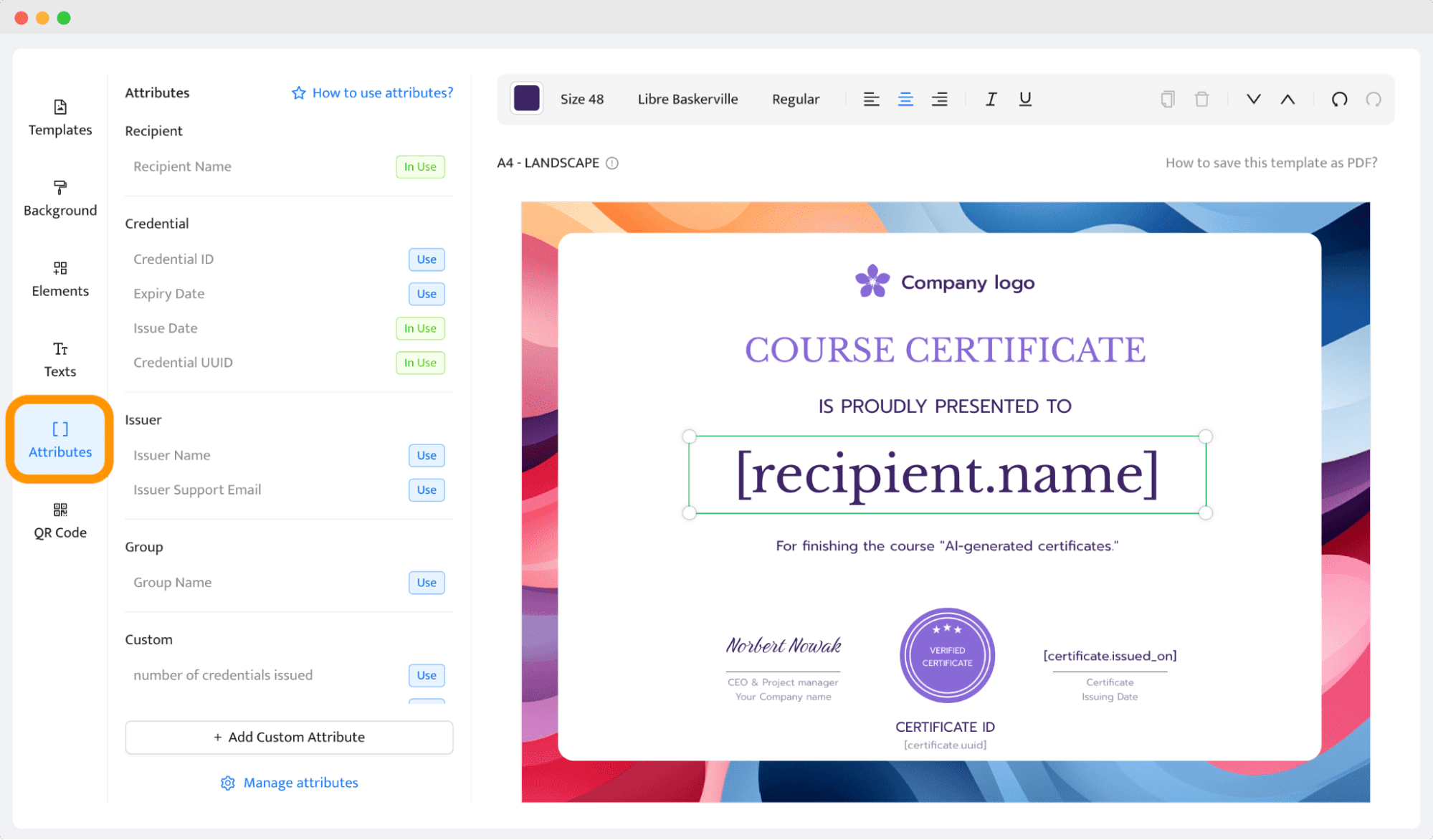 Adding dynamic attributes to generate AI certificates in bulk. Adding dynamic attributes to generate AI certificates in bulk.