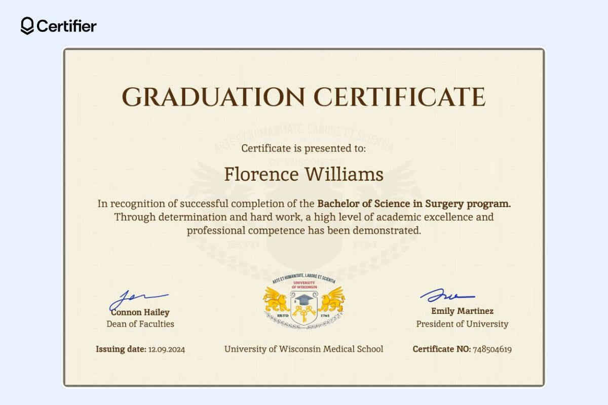 Classy brown graduation certificate template with detailed elements that make it official and authentic. Classy brown graduation certificate template with detailed elements that make it official and authentic.