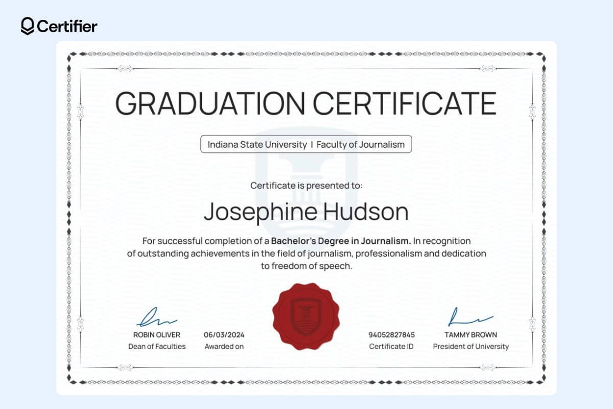 Elegant white graduation certificates free templates with red badge at the middle. Elegant white graduation certificates free templates with red badge at the middle.