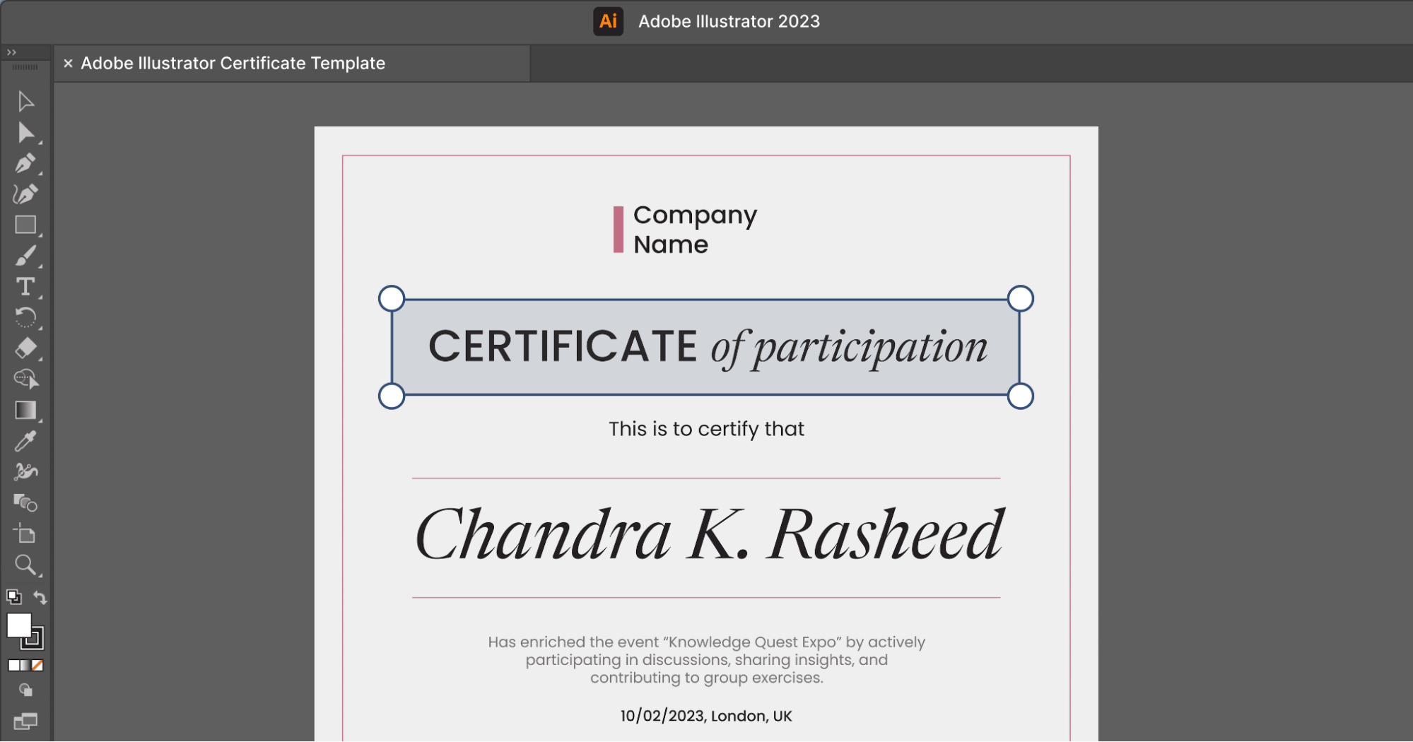 Adobe Illustrator as an example of the tool to create certificate of completion. Adobe Illustrator as an example of the tool to create certificate of completion.