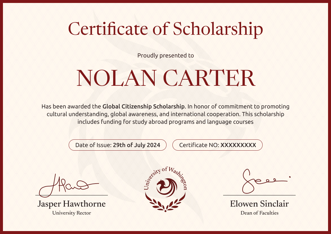 Elegant and professional scholarship certificate template Elegant and professional scholarship certificate template