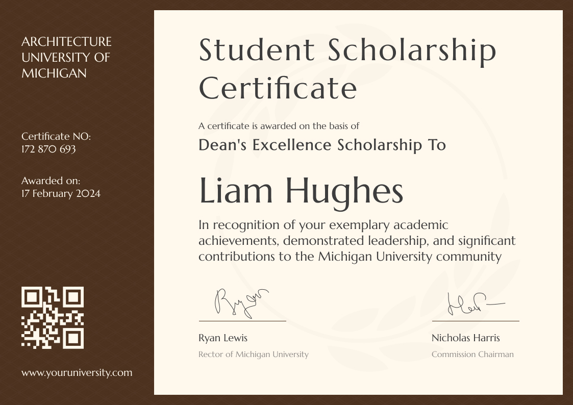 Dignified scholarship award certificate template Dignified scholarship award certificate template