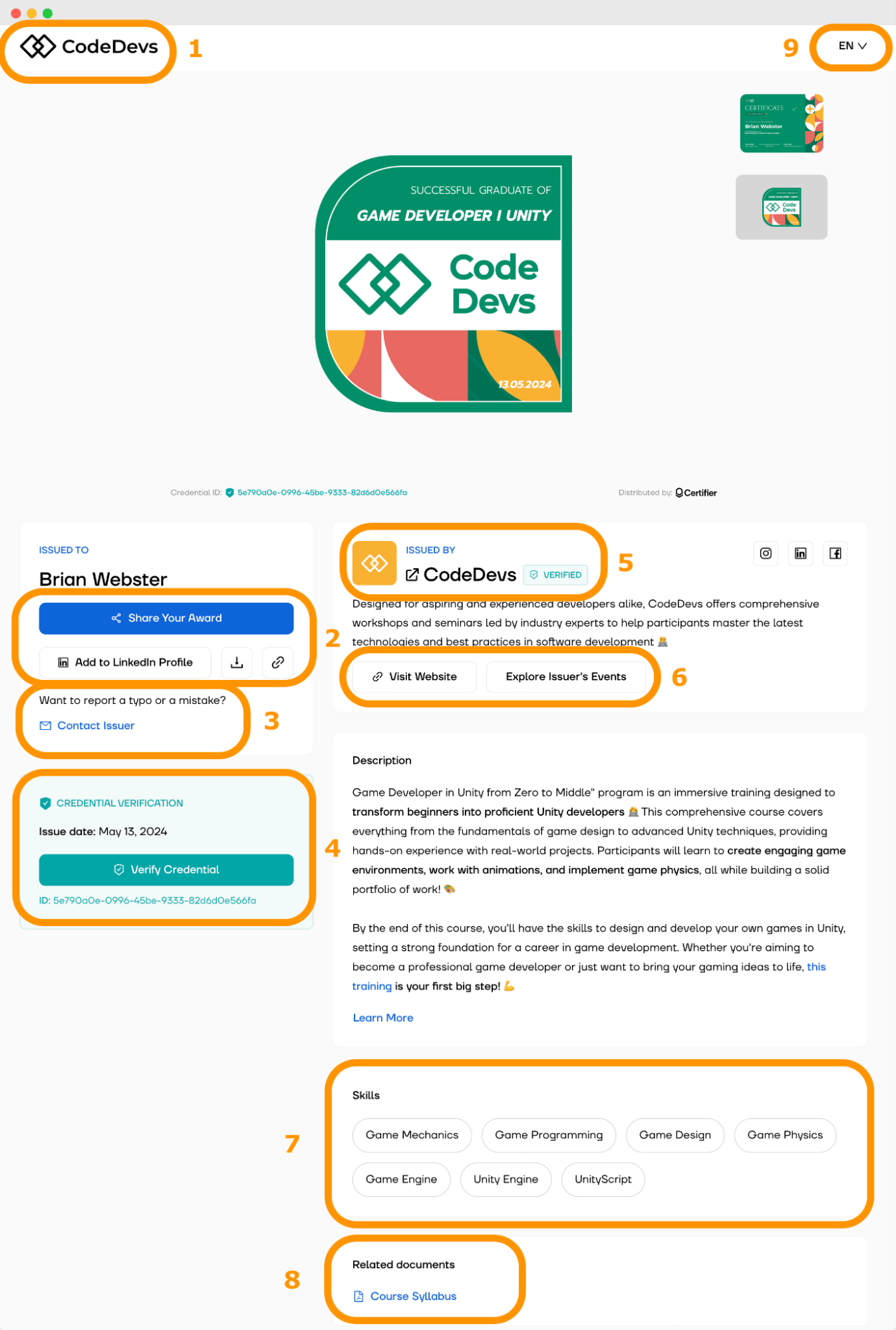 Digital wallet with highlighted all the vital elements like verification button, language settings, skill tags, description. Digital wallet with highlighted all the vital elements like verification button, language settings, skill tags, description.