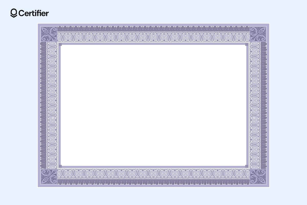 Traditional lavender certificate border with a sophisticated scroll pattern on a white background, ideal for elegant award certificates and formal recognitions. Traditional lavender certificate border with a sophisticated scroll pattern on a white background, ideal for elegant award certificates and formal recognitions.