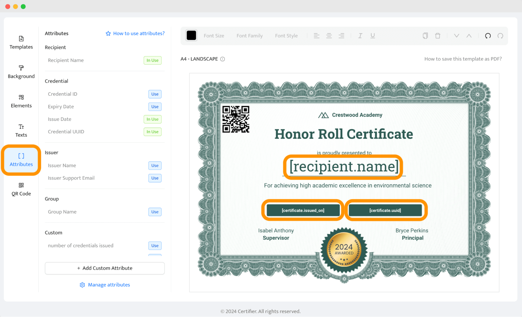 Adding dynamic attributes to the membership certificate template. Adding dynamic attributes to the membership certificate template.