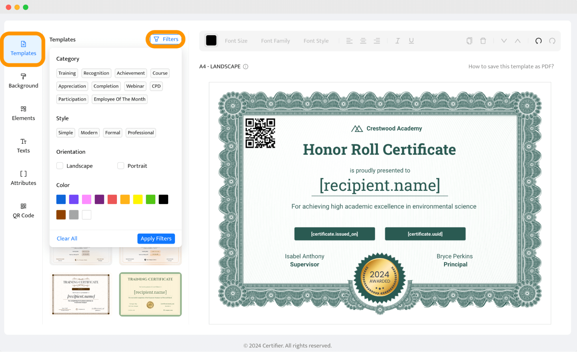 Changing membership certificate templates within the Certifier dashboard. Changing membership certificate templates within the Certifier dashboard.