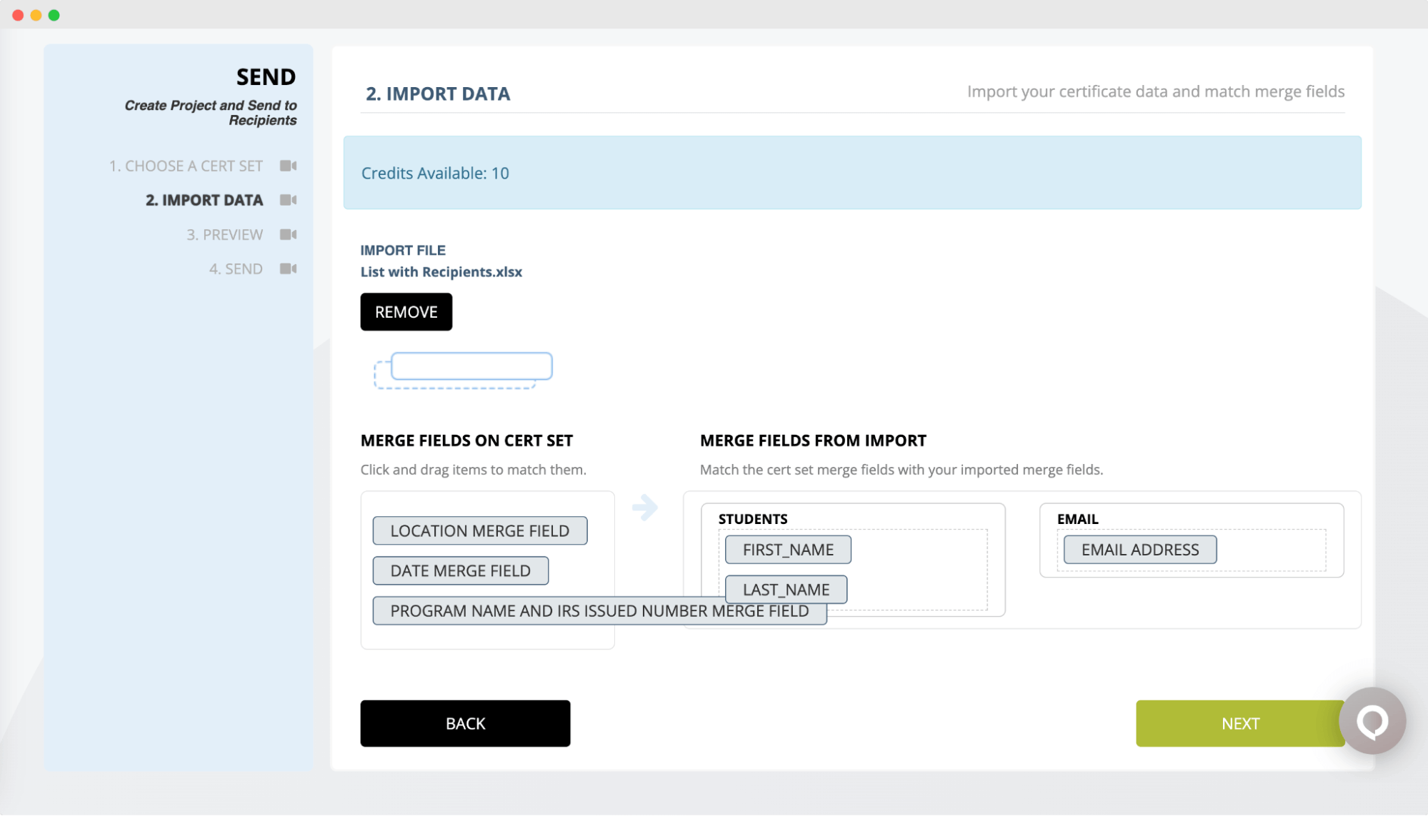 Generator diploma online tool with an interface for importing recipient data and mapping merge fields for generating diplomas. Generator diploma online tool with an interface for importing recipient data and mapping merge fields for generating diplomas.