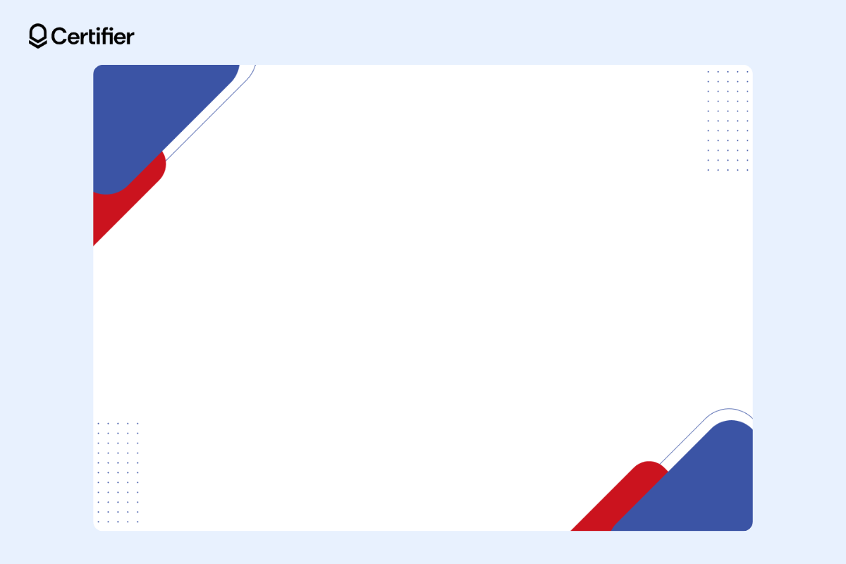 Background for certificate of appreciation featuring red and blue corners with dotted accents. Background for certificate of appreciation featuring red and blue corners with dotted accents.