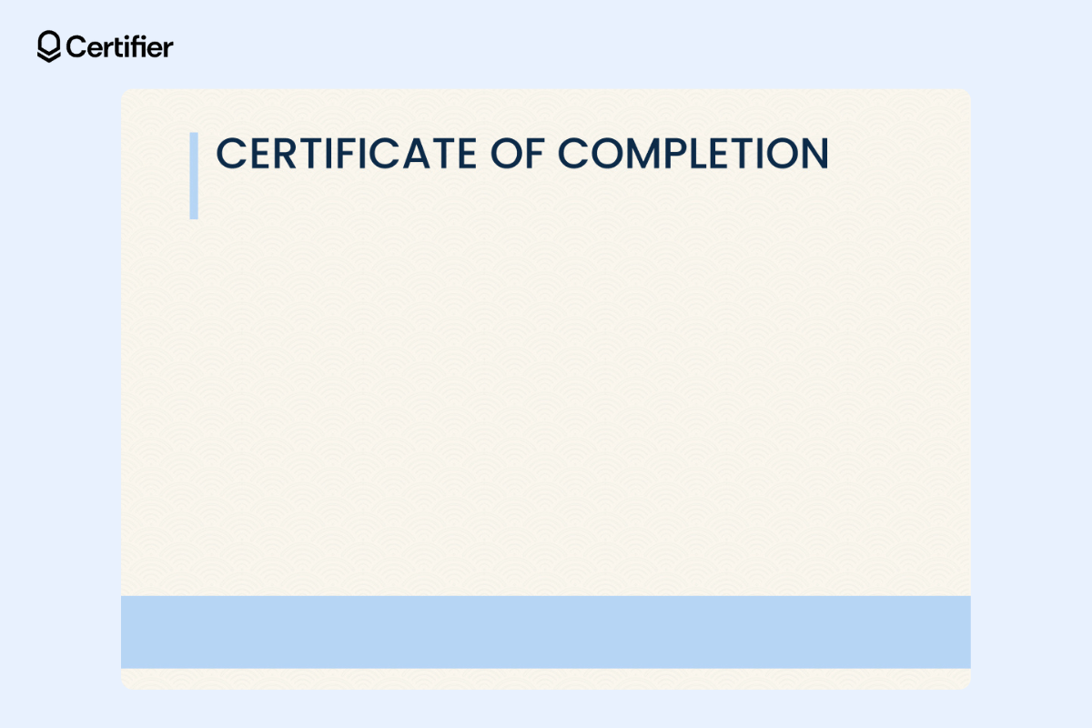 Background for certificate of appreciation with a blue bar at the bottom and a subtle wave pattern on beige. Background for certificate of appreciation with a blue bar at the bottom and a subtle wave pattern on beige.