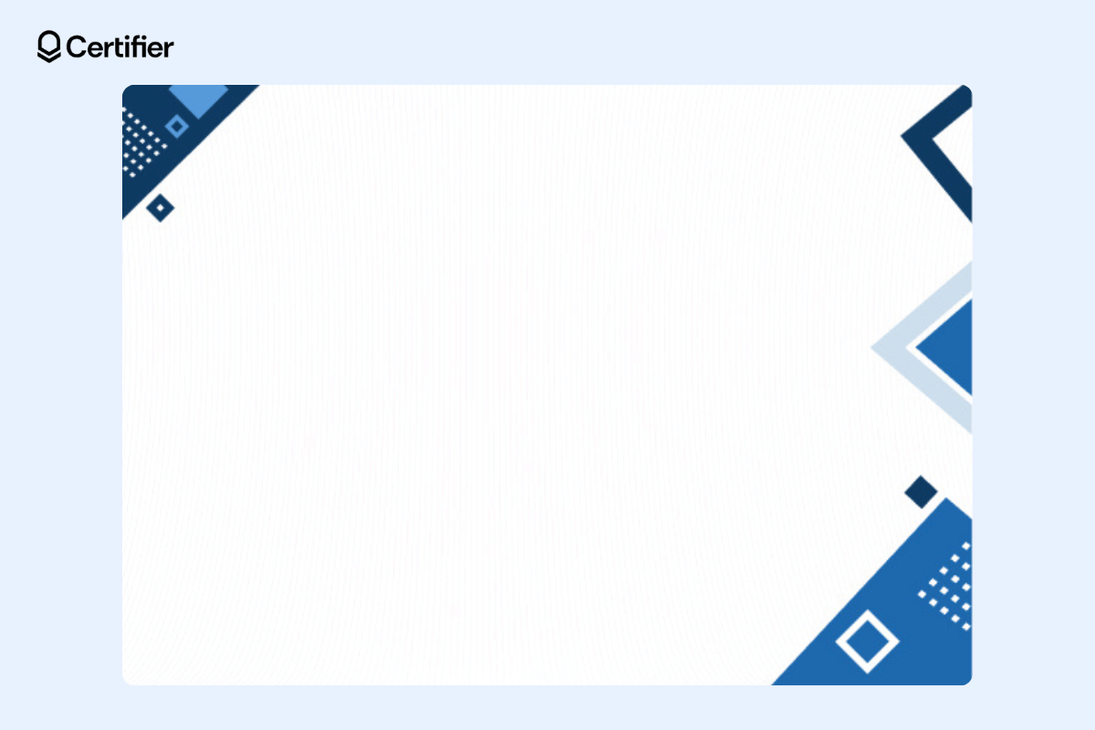 Background for certificate of appreciation with blue geometric shapes and a light striped background. Background for certificate of appreciation with blue geometric shapes and a light striped background.