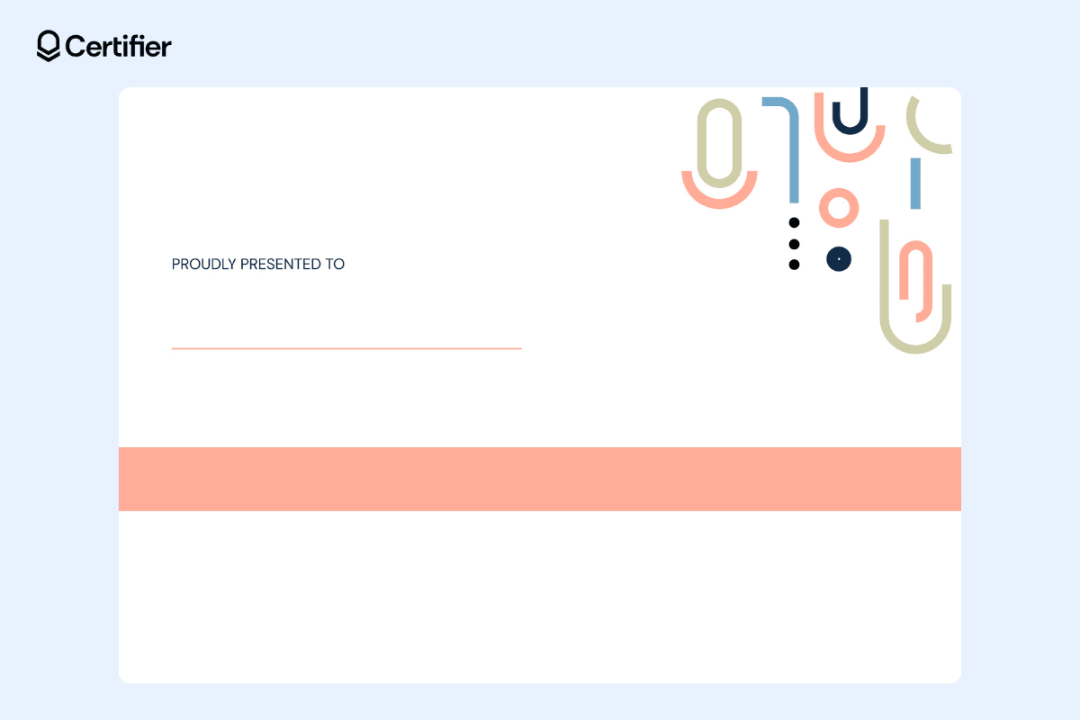 Certificate of appearance template word with modern abstract designs in the top right and a peach horizontal bar. Certificate of appearance template word with modern abstract designs in the top right and a peach horizontal bar.