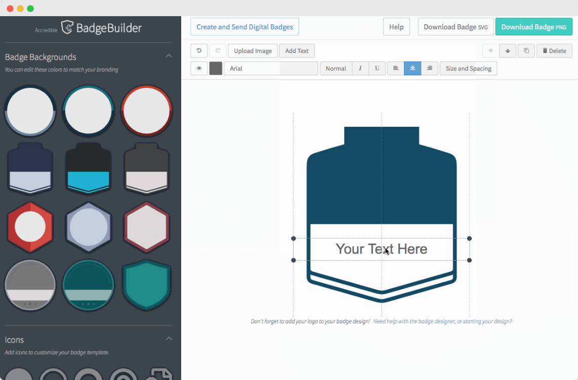 Accredible's BadgeBuilder tool showcasing various badge background options and customization features to design and send digital badges. Accredible's BadgeBuilder tool showcasing various badge background options and customization features to design and send digital badges.