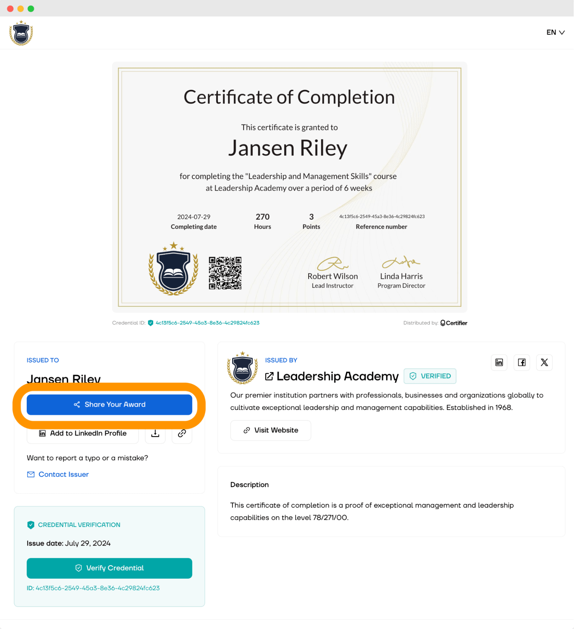 Download option for a PDF course completion certificate format. Download option for a PDF course completion certificate format.
